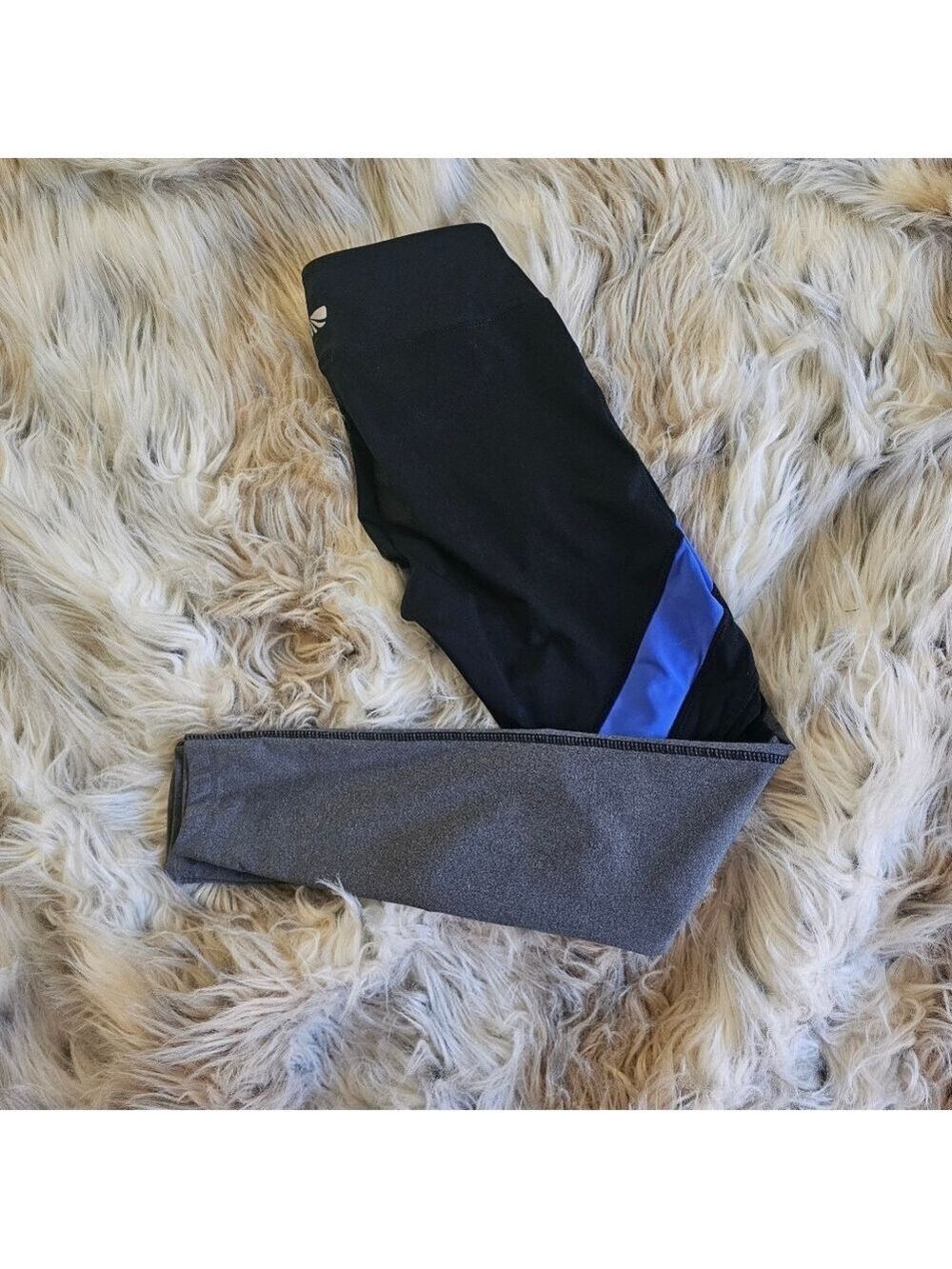 Marika Color Block Legging Blue Black Grey Mesh Panel